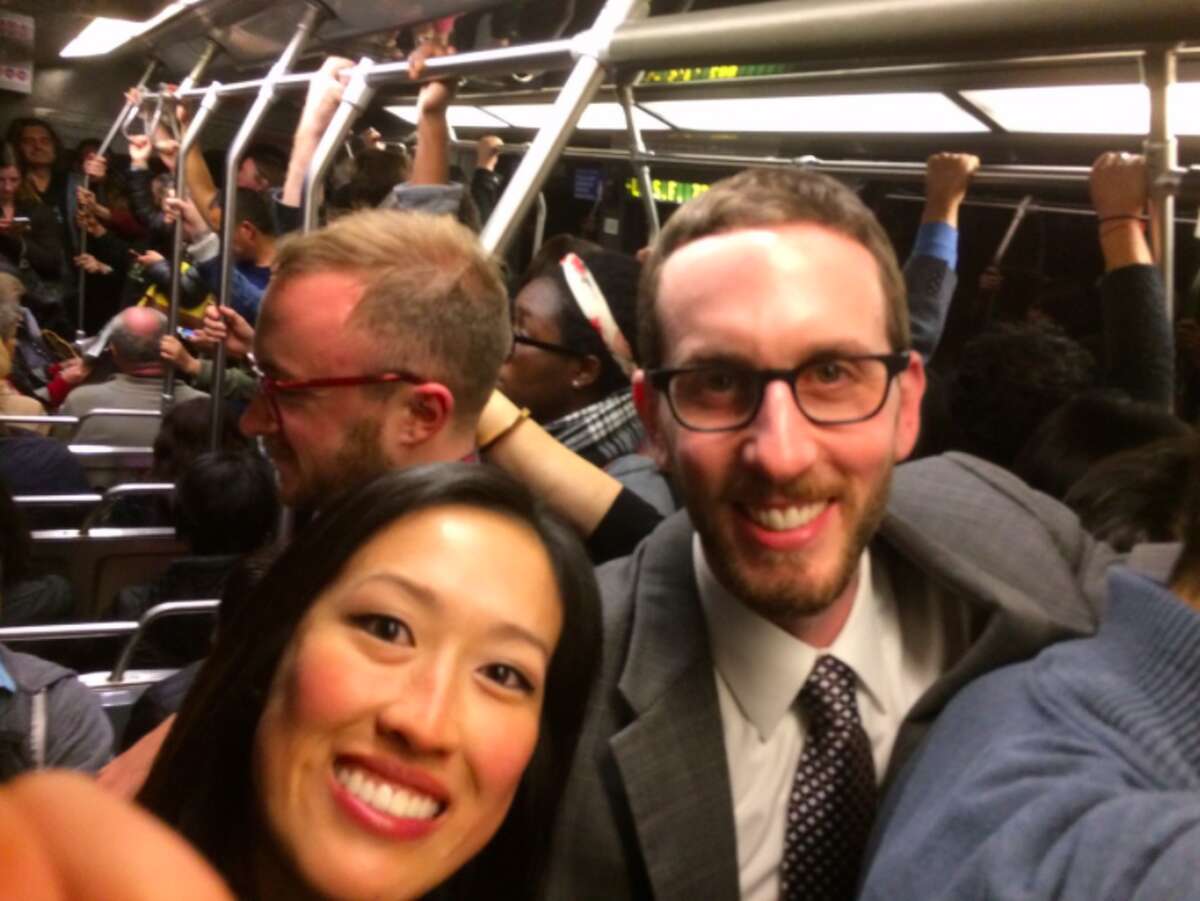 Supervisor Scott Wiener rides the L Taraval with his colleague Supervisor Katy Tang.