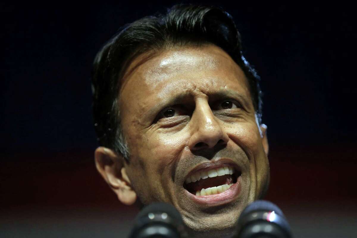 Louisiana Gov. Bobby Jindal address the crowd as he announces his candidacy for president in Kenner, La., Wednesday, June 24, 2015. (AP Photo/Gerald Herbert)