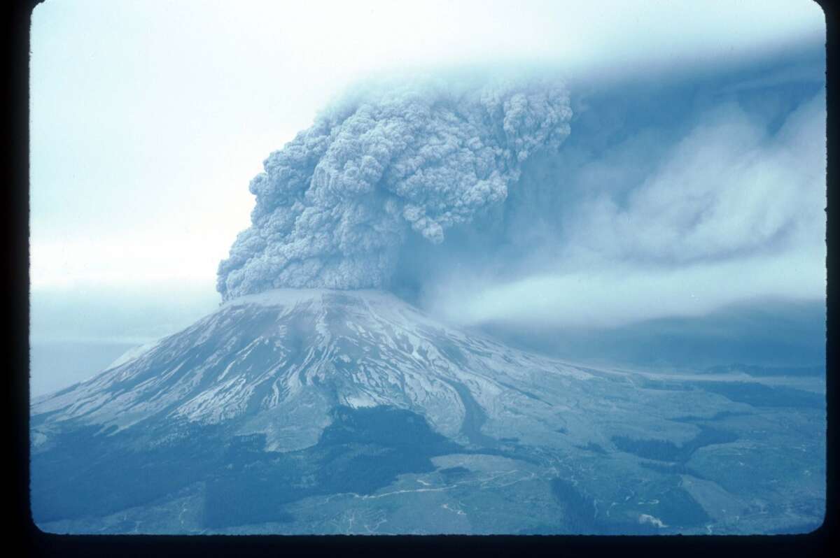 On May 18, 1980, an earthquake caused a landslide on Mount St. Helens'' north face, taking off the top of the mountain and triggering an eruption that killed 57 people, wiped out river valleys and destroyed enough trees to build 300,000 homes. (Photo by John Barr/Liaison)