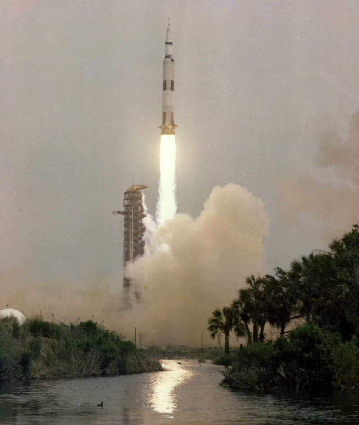 Apollo 13 Launching From Kennedy Space Center, Cape Canaveral, Fla., April 11, 1970. It was to be the third mission in which humans would land on the moon.