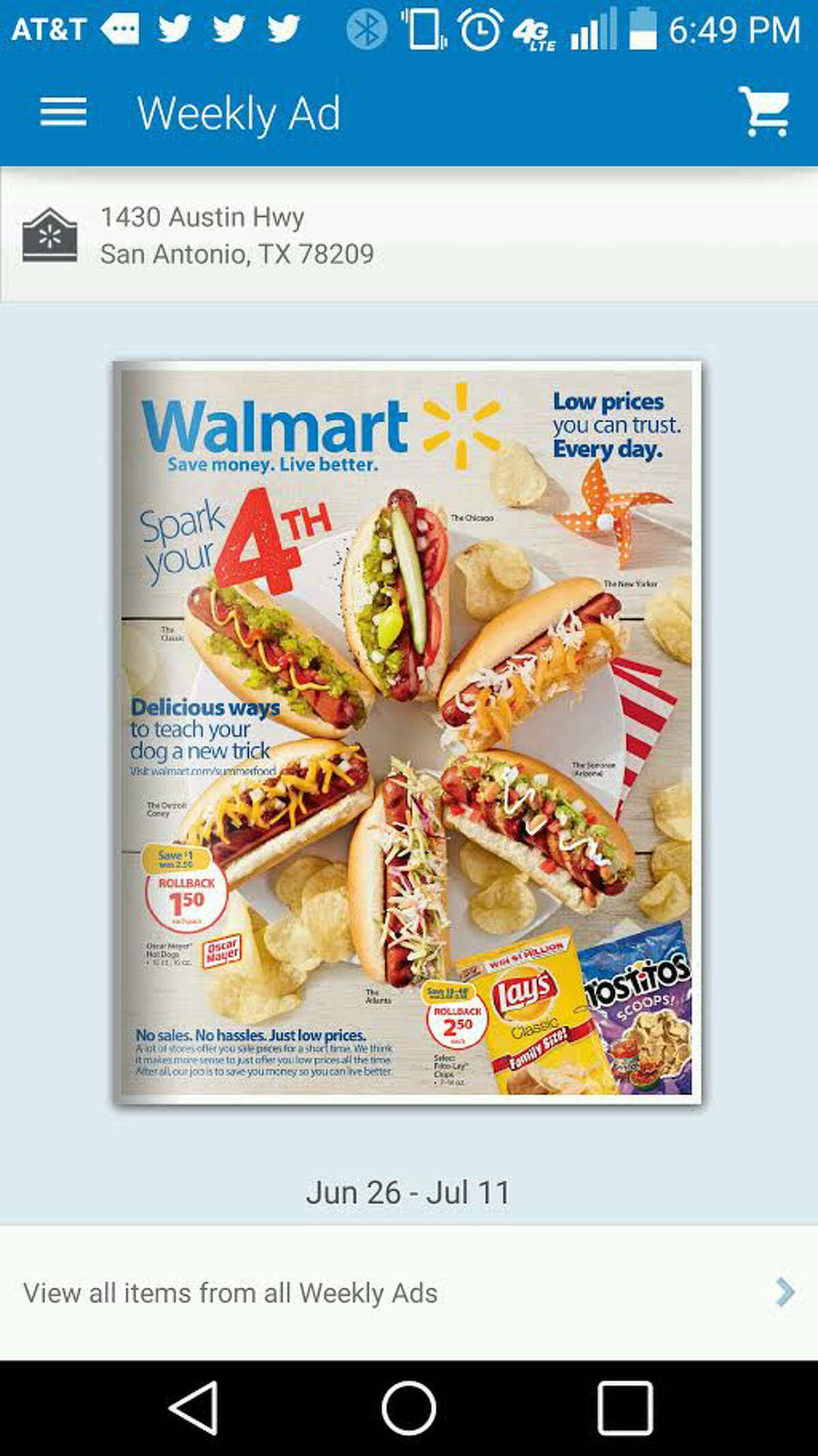Walmart's smartphone app includes, among other things, weekly ads and a “Search My Store” feature that allows shoppers to track the exact location of any item in a store or order it online if it’s not available at that location.