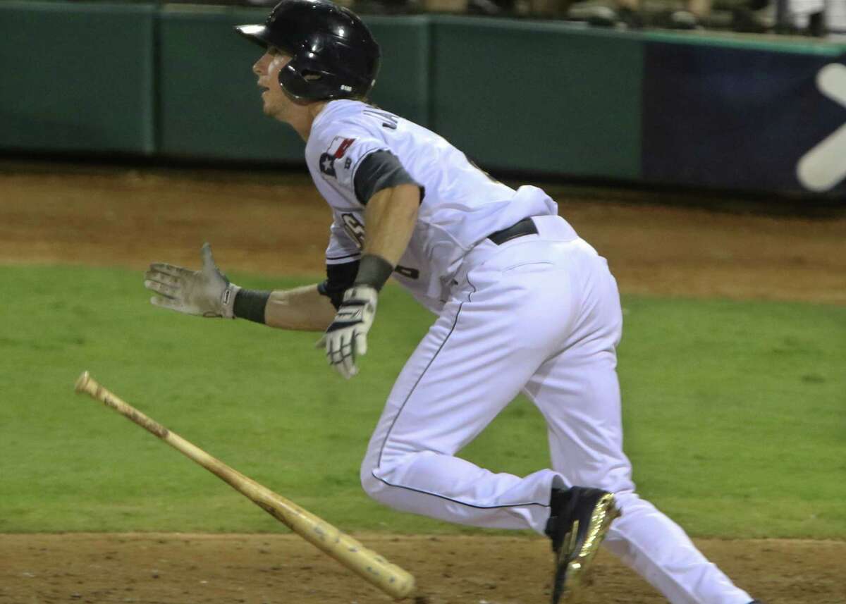 Travis Jankowski watches his triple fly during the fifth inning of the Texas League All-Star Game at Corpus Christi’s Whataburger Field on Tuesday, June 30, 2015. He went 2 for 4, with a home run his other hit.