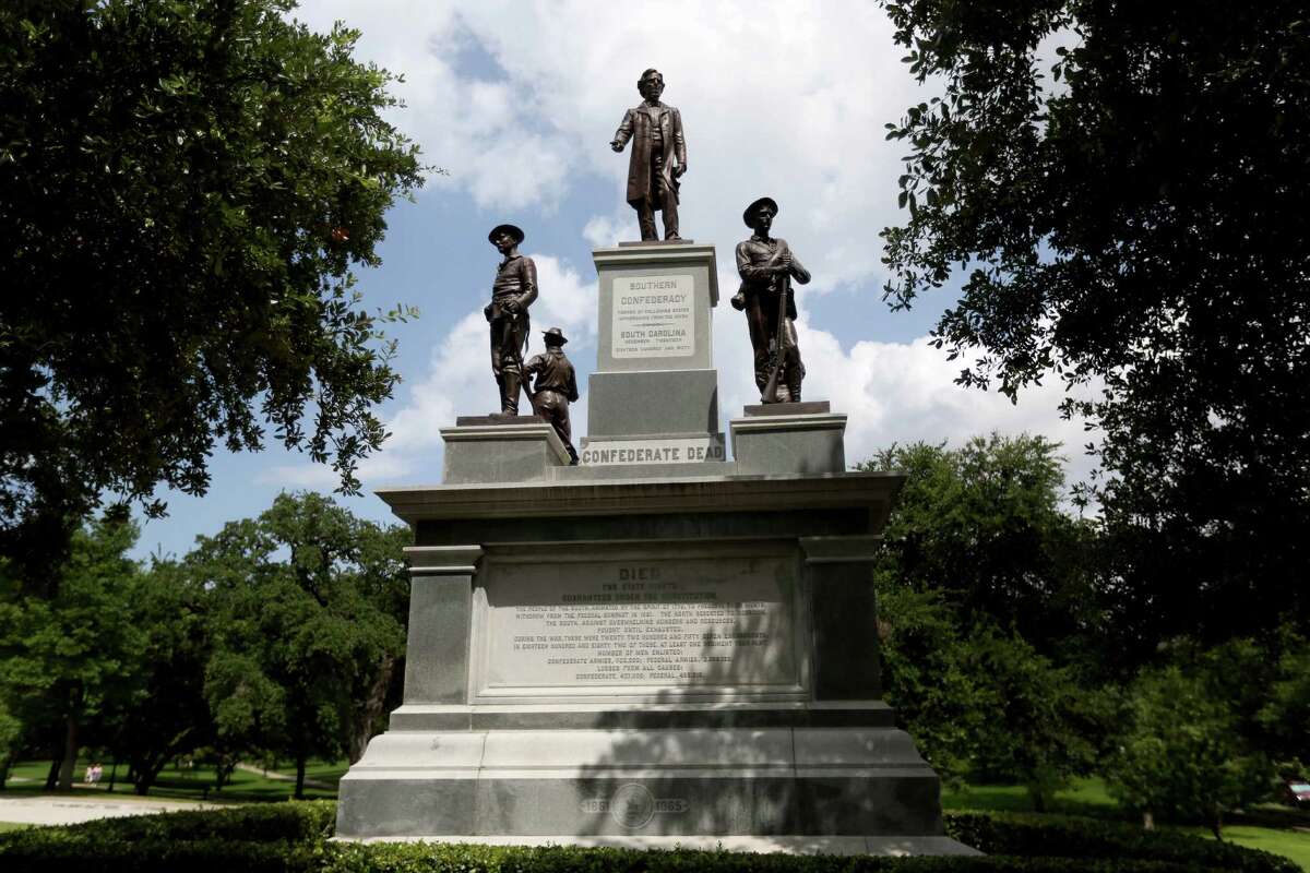 An imposing memorial to Confederate soldiers greets visitors on the south grounds of the Capitol.