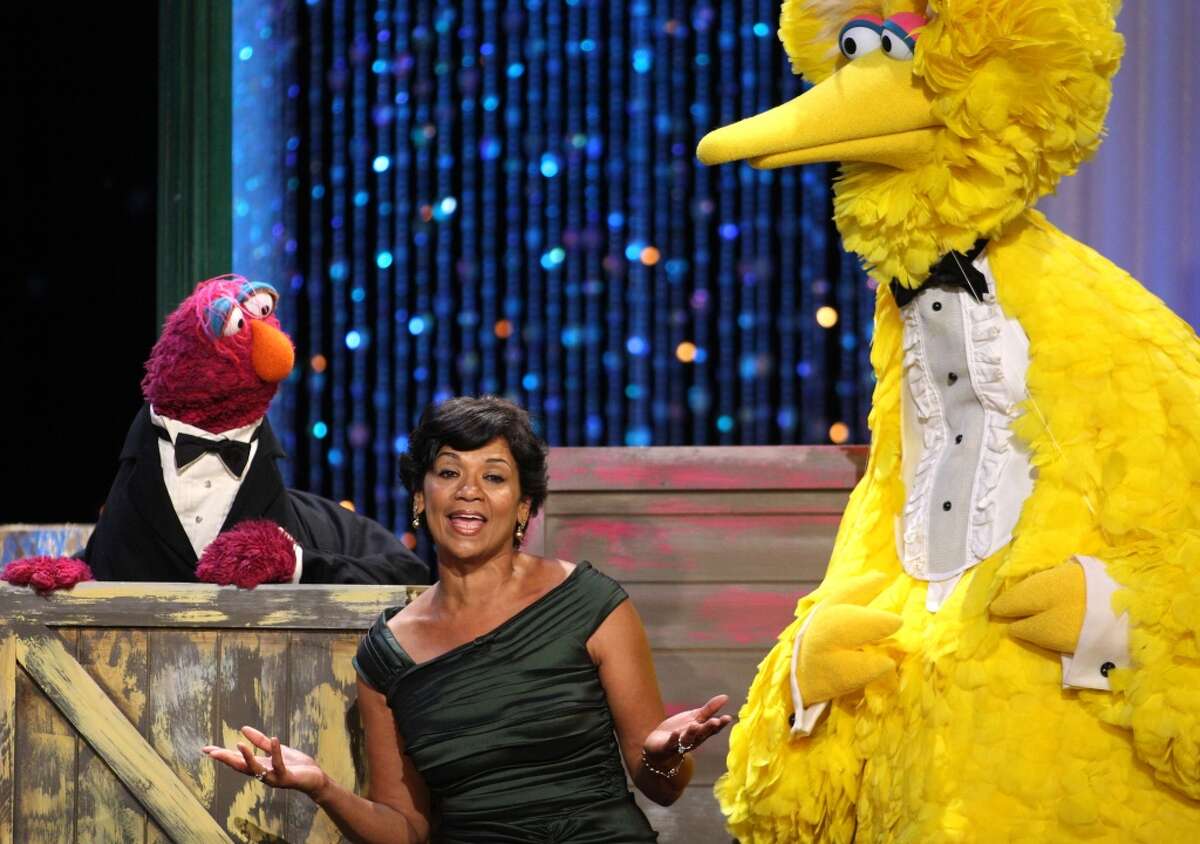Actress Sonia Manzano performs with 'Big Bird onstage during the 36th Annual Daytime Emmy Awards at The Orpheum Theatre on August 30, 2009 in Los Angeles, California.