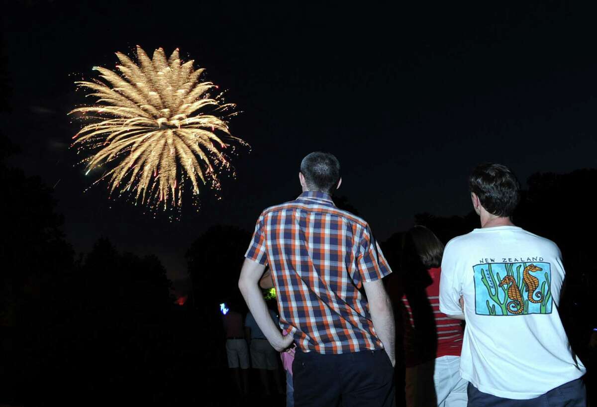 The Town of Greenwich fireworks display at Binney Park last year. This year’s fireworks are slated for Friday.