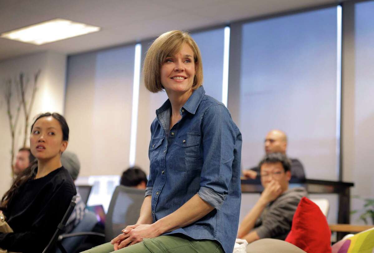 Ginny Martin listens to a lecture at Dev Bootcamp.
