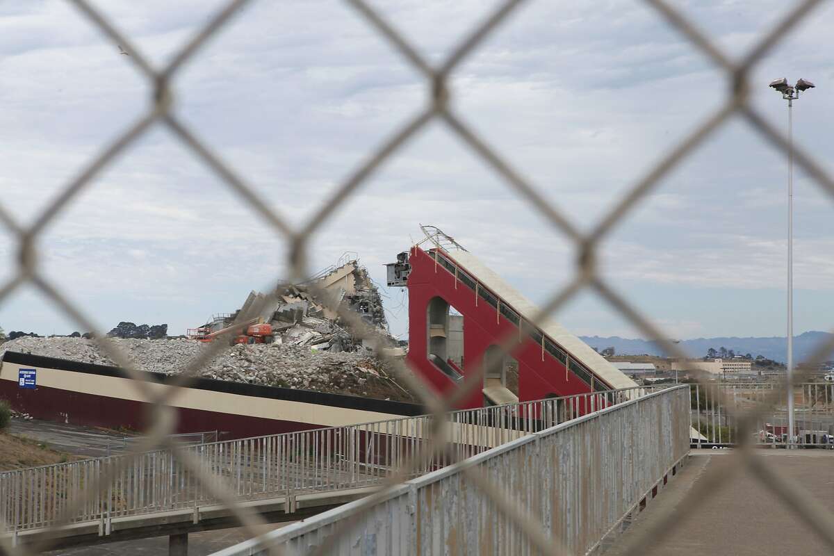 The remains of Candlestick Park, the former home of the San Francisco 49ers, stands prior to being knocked down this weekend.