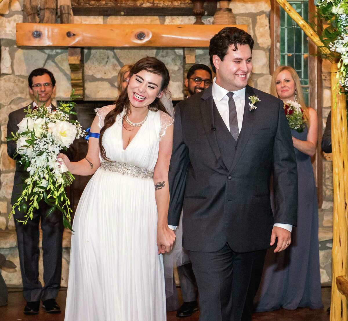 Jacqueline and Jason Altobelli on their wedding day in Wimberley.