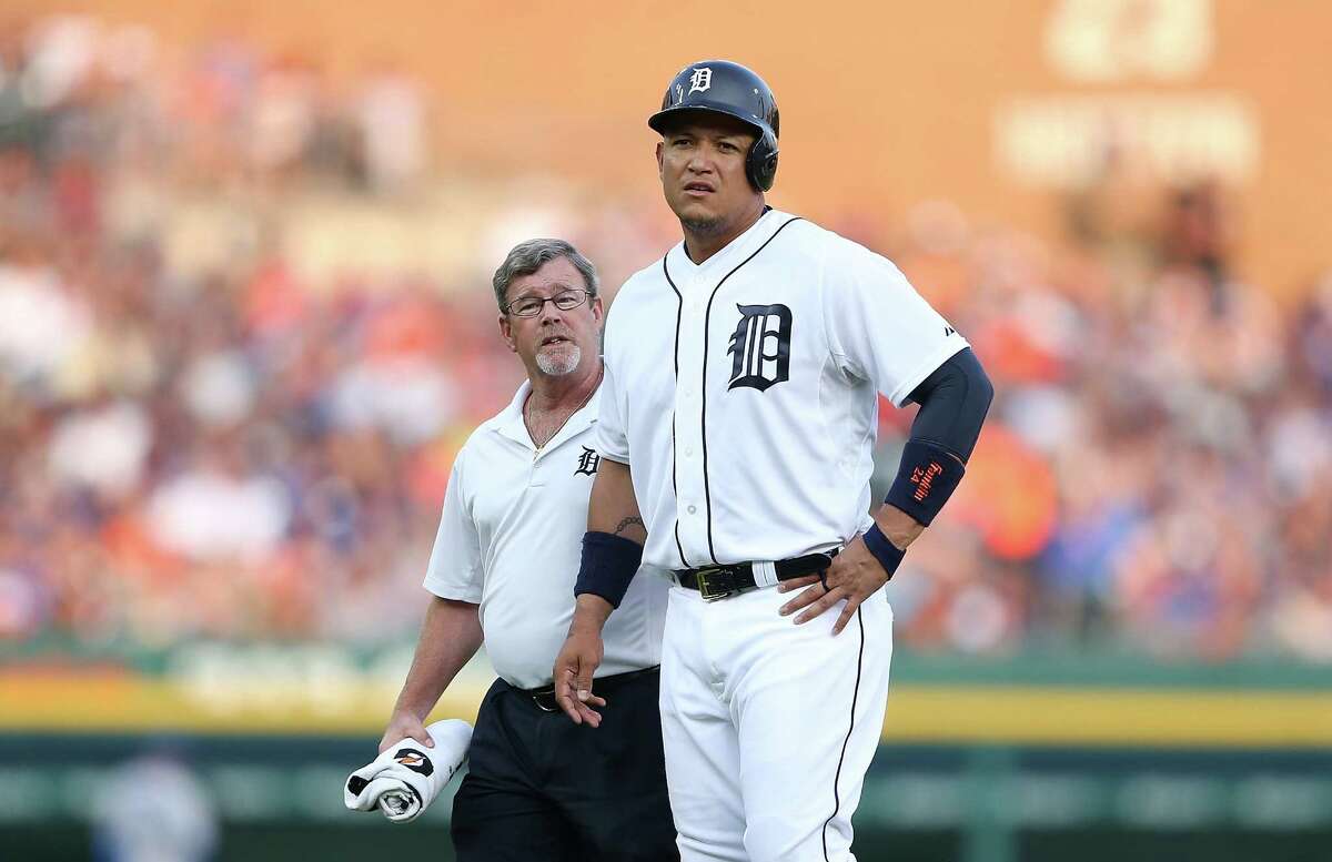 Miguel Cabrera of the Detroit Tigers waits to bat against the