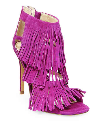 purple fringe heels