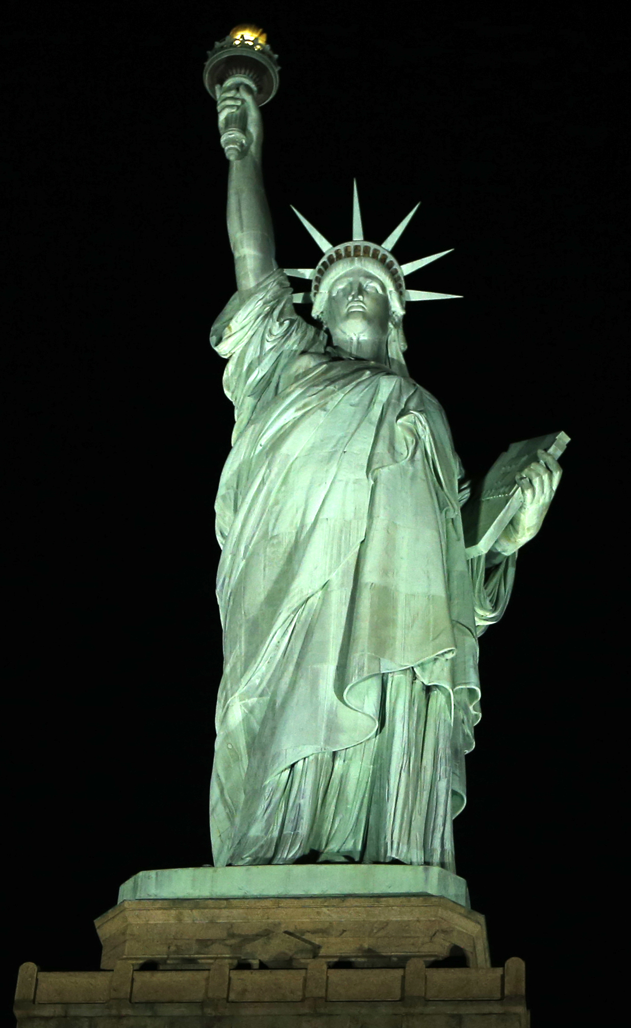 New lights cast glow on Statue of Liberty