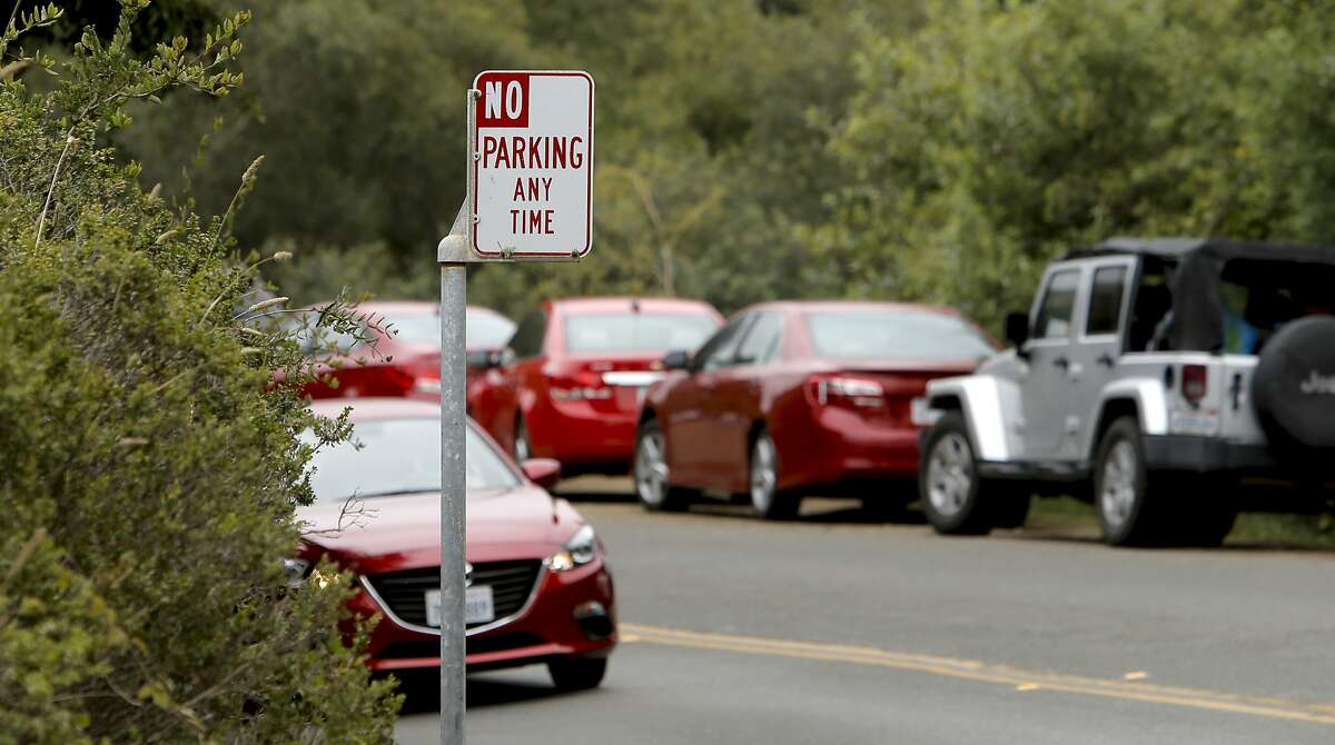 Cars parked along Muir Woods road at Muir Woods National Park, in Mill Valley, Calif., where parking is always challenging as seen on Thurs. July 9, 2015,