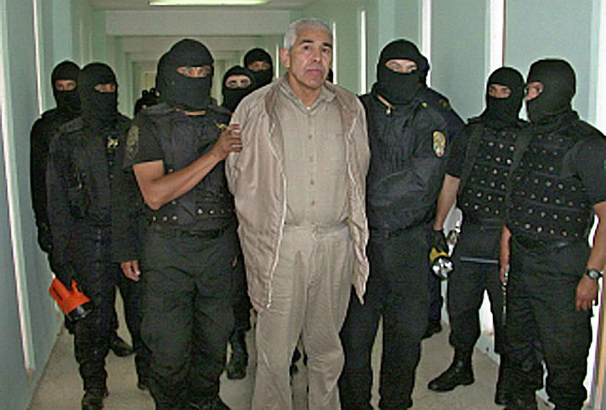 The Treasury Department once alleged that Mauricio Sánchez Garza’s family laundered money for Rafael Caro Quintero (center), one of Mexico’s original drug lords.