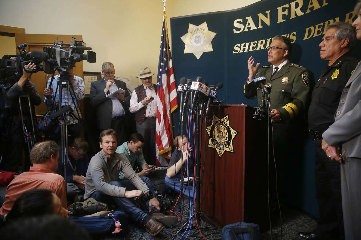Sheriff Ross Mirkarimi speaks during a press conference at San Francisco City Hall on Friday, July 10, 2015 in San Francisco, Calif.