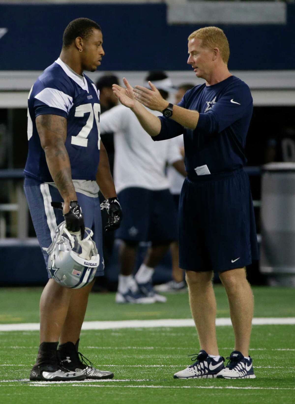 Dallas Cowboys defensive end Greg Hardy (76) leaves the field