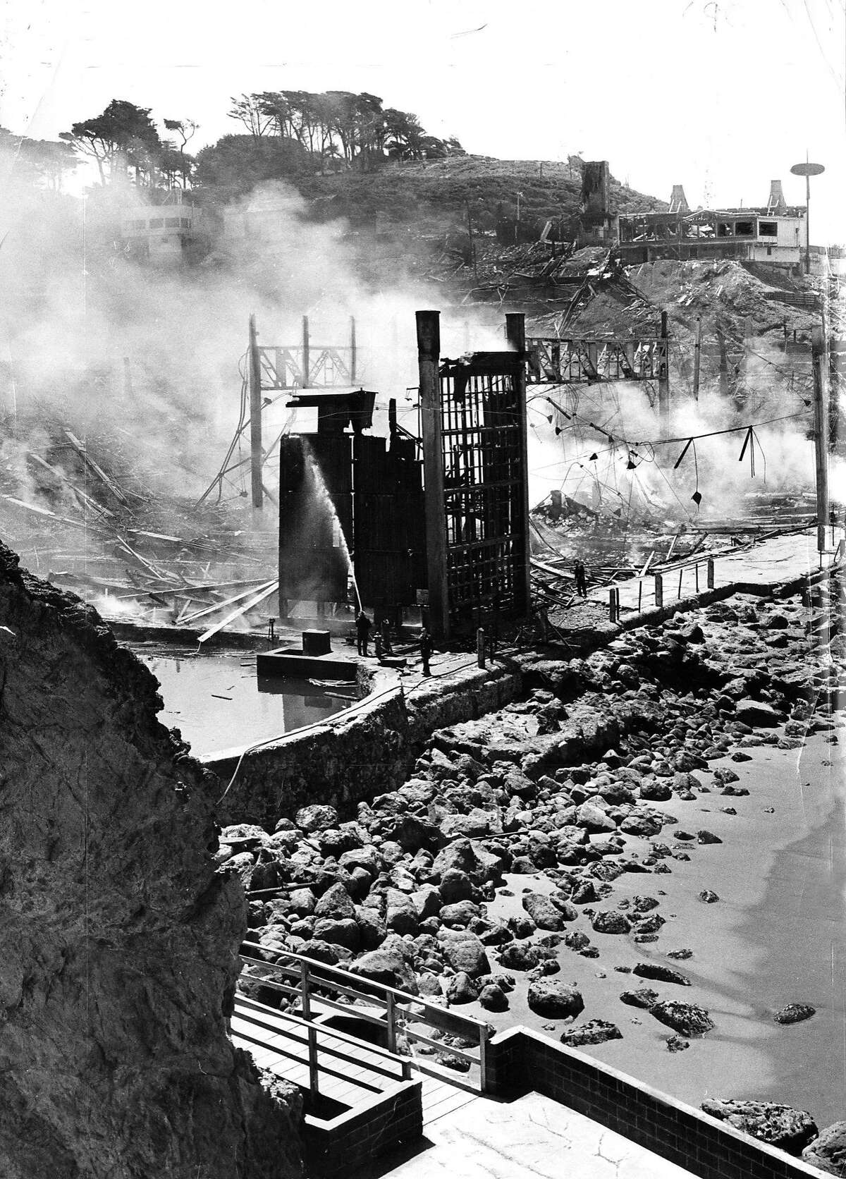 Sutro Baths ruins and the 1966 fire photo 2