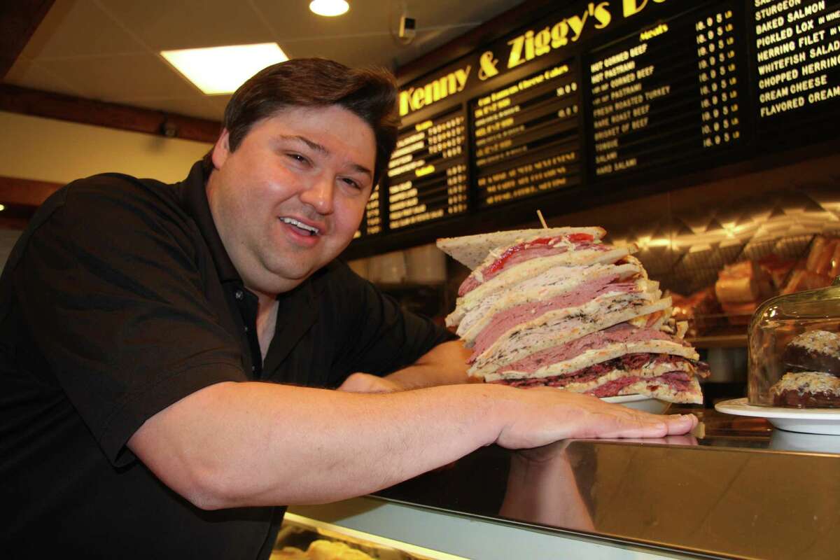 Ziggy Gruber with his massive Zellagabetsky sandwich in the film, "Deli Man."
