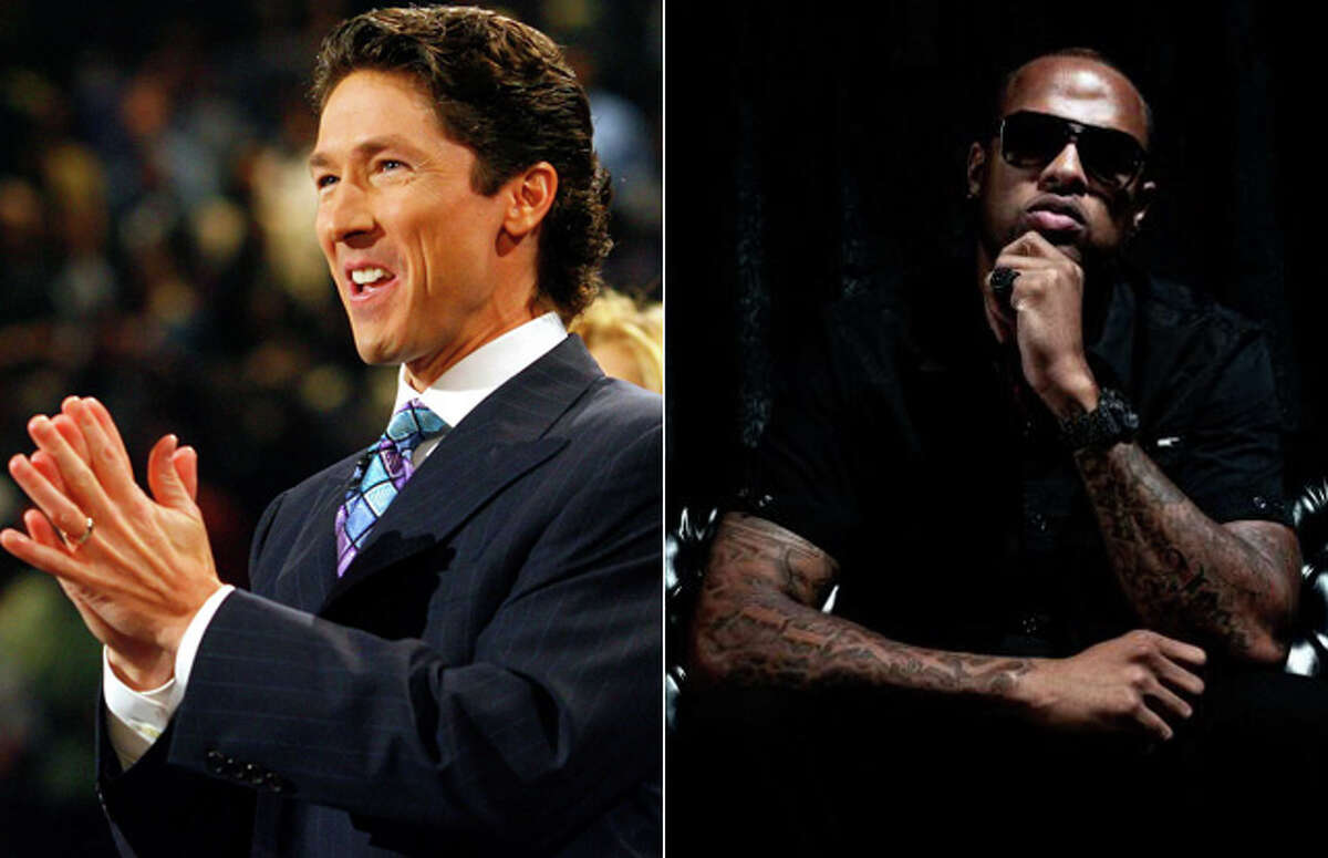 Unlikely duo? Lakewood CHurch pastor Joel Osteen (left) and Houston rapper Slim Thug (right) appear together on Slim's newest album “Hogg Life, Vol. 2: Still Surviving,” which was just released this week in stores. (Composite Image: Joel Osteen photo by Houston Chronicle | Slim Thug photo by Brandon Holley and Mike Frost for SLFEMP)