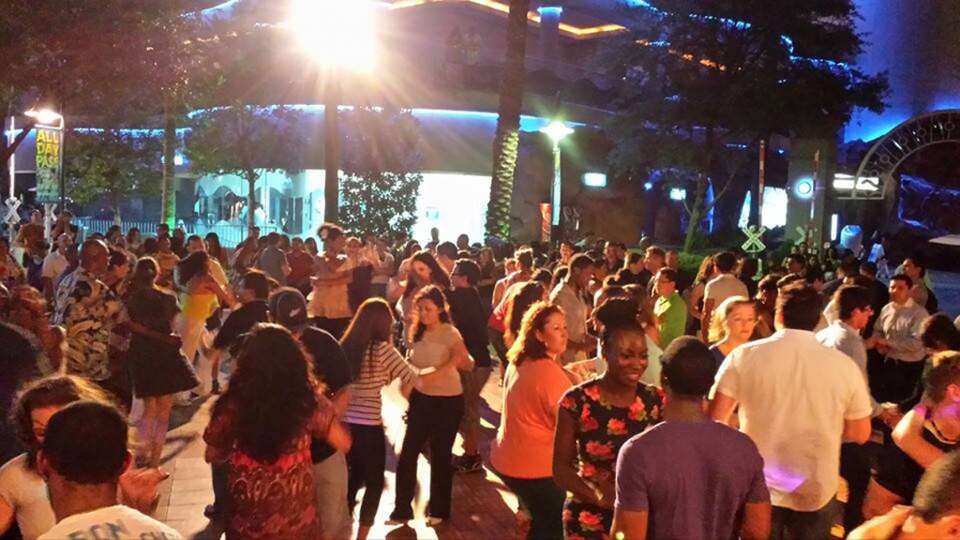 Latin Beat: Downtown Aquarium  It's called 'Salsa under the Stars,' and each Friday night (7p.m.-11p.m.) through August, the Texas Salsa Congress offers free salsa lessons.  Location: 410 Bagby St, Houston, 77002