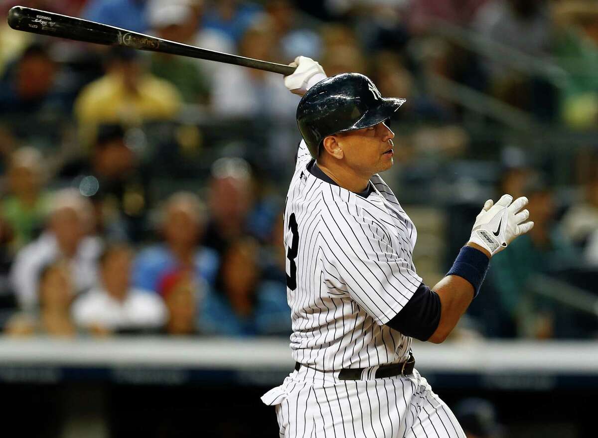 NEW YORK, NY - JULY 17: Alex Rodriguez #13 of the New York Yankees hits a home run in the seventh inning against the Seattle Mariners during a MLB baseball game at Yankee Stadium on July 17, 2015 in the Bronx borough of New York City. (Photo by Rich Schultz/Getty Images) ORG XMIT: 538586701