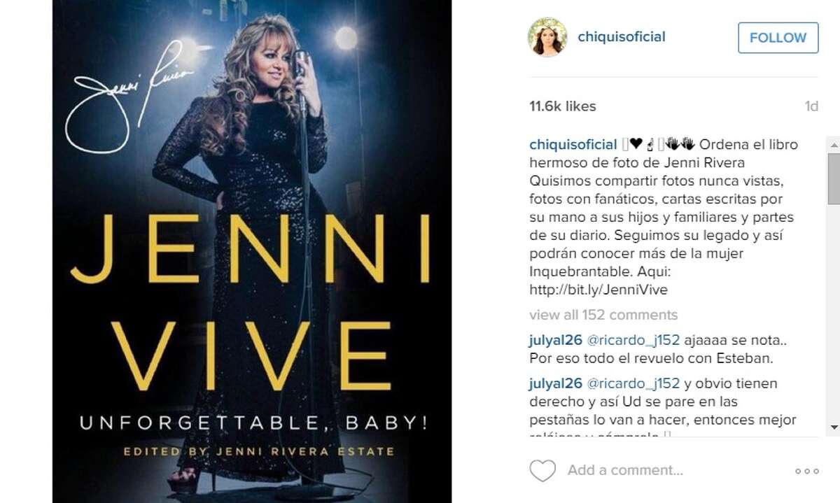 Jenni Rivera’s daughter, Janney "Chiquis”, revealed the book cover of “Jenni Vive: Unforgettable, Baby!” via Instagram on Monday, July 20, 2015. She stated the book will continue Rivera's legacy and give a chance for people to learn more about the singer.