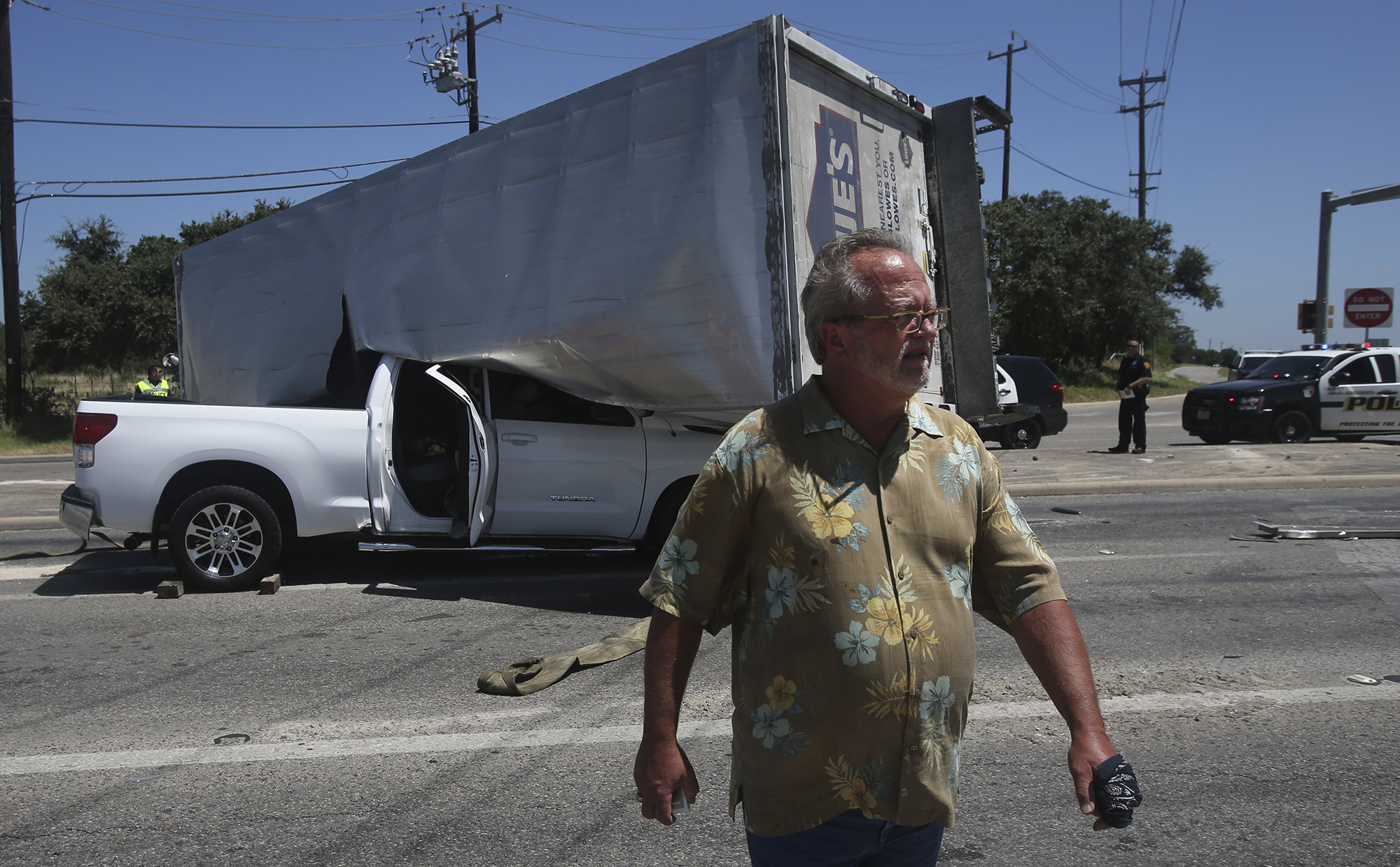 Man Walks Away From Horrific Crash After Lowe S Rig Pancakes His Man Walks Away From Horrific Crash After Lowe S Rig Pancakes His Pickup Truck Near Loop 1604 San Antonio Express News