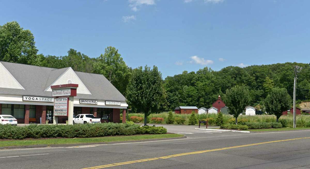 A developer is seeking to build a 3,400-square-foot gas station at 82 Stony Hill Road, between the redwood Plaza and the Barn Yard, in Bethel, Conn. Tuesday, July 21, 2015.