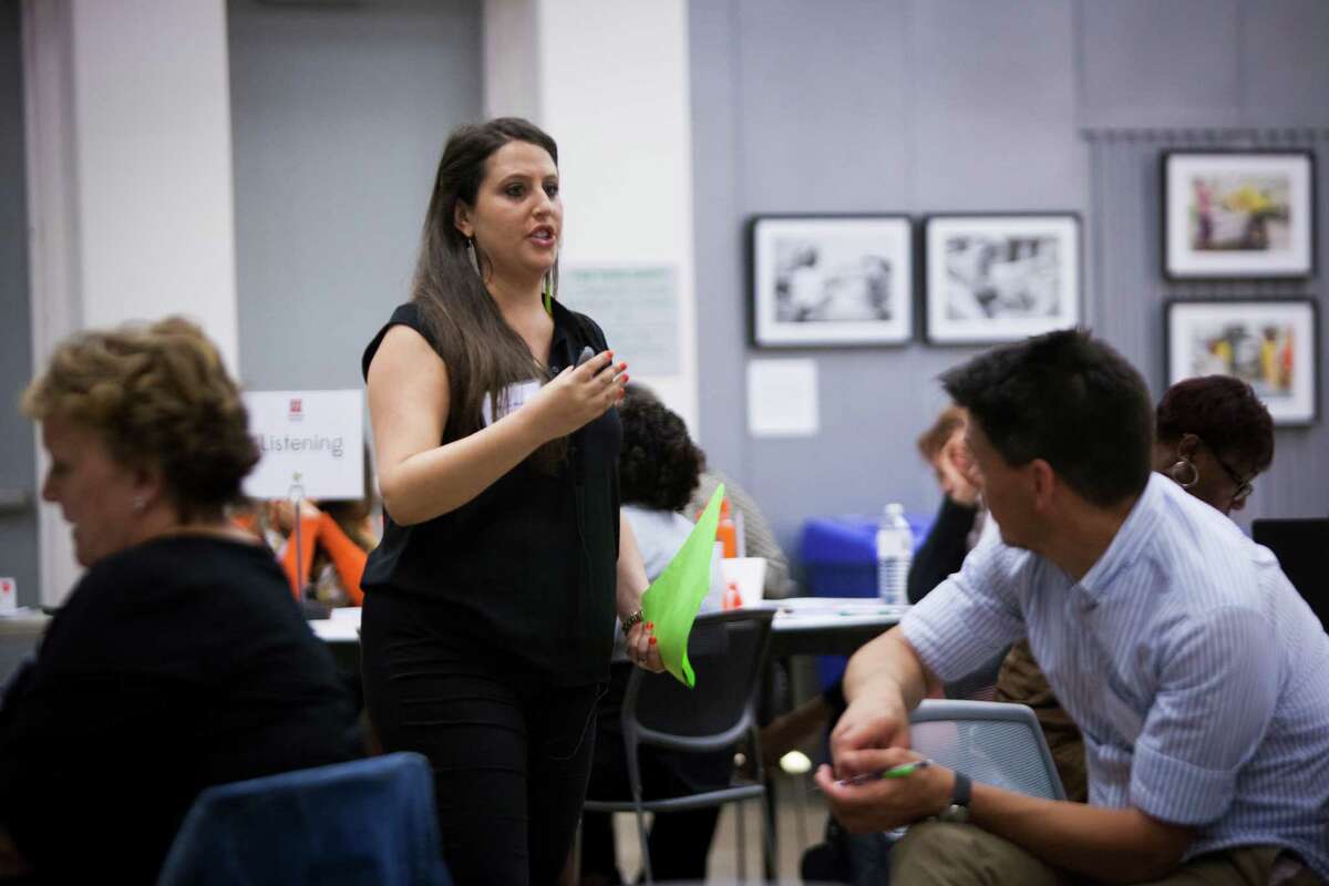 Megan Marcus, CEO of FuelEd, teaches a class on the importance of empathy in the classrooms and the work spaces to school managers, Wednesday, July 22, 2015, in Houston. ( Marie D. De Jesus / Houston Chronicle )