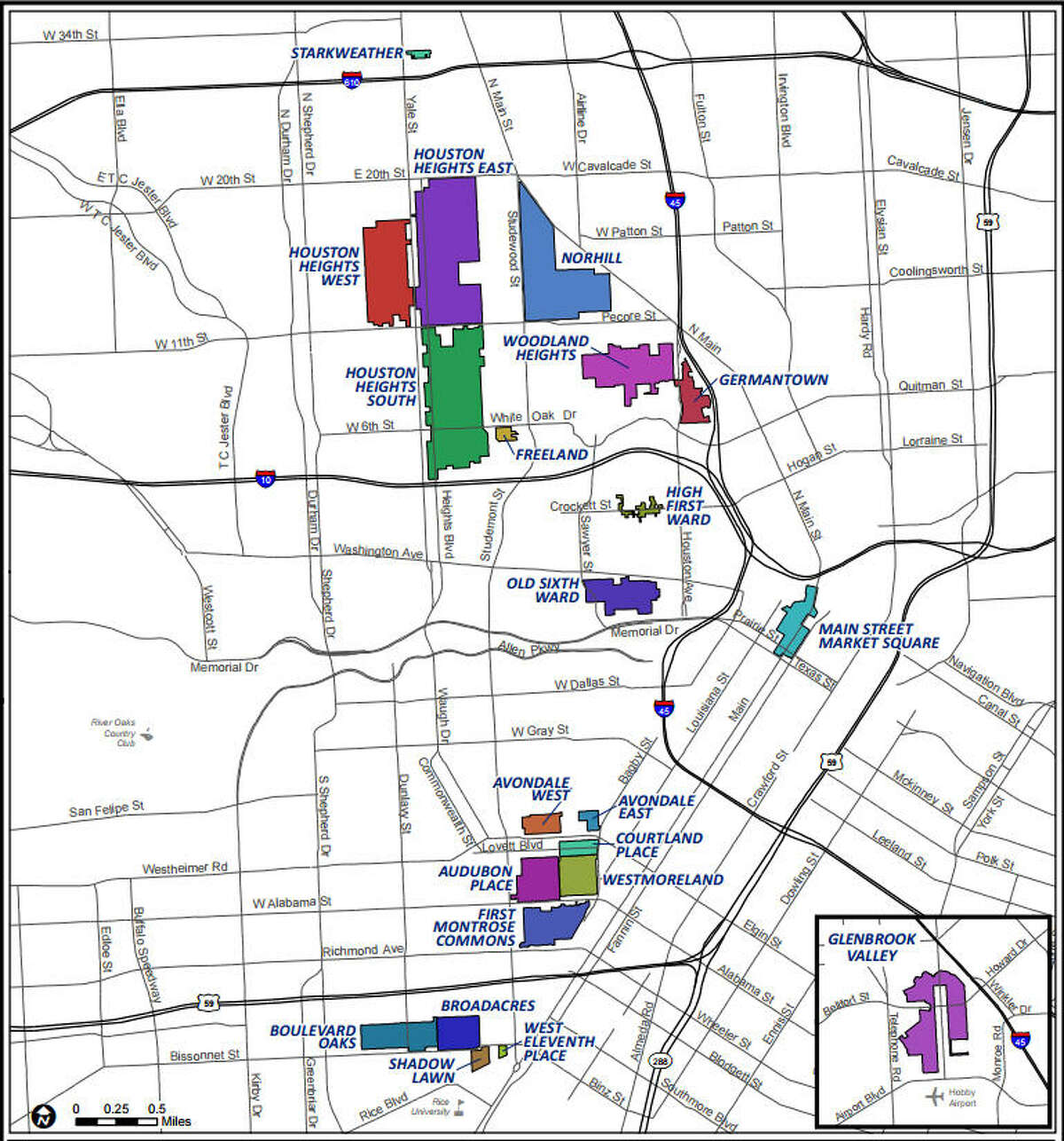 The city of Houston Historic Districts.