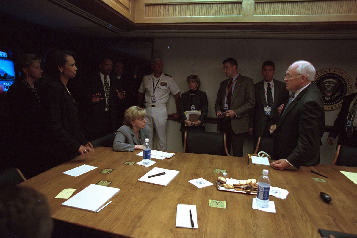 Editor's note: The following caption remains unedited and is in the original form as released by the U.S. National Archives. rc: photos of vp being evacuated and in conference room. FRAMES 01-09 RESTRICTED - DO NOT PRINT WITHOUT PRIOR APPROVAL FROM BOHRER OR DRAPER
