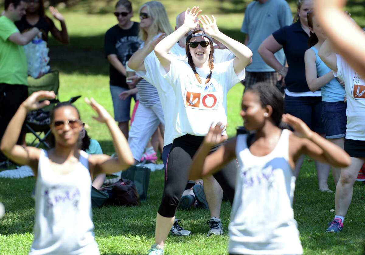 Get Healthy CT, the regional wellness coalition of hospitals, hosted a free day of dancing with demos, prize drawings and giveaways, in celebration of National Dance Day Saturday, July 25, 2015, on Paradise Green in Stratford, Conn.