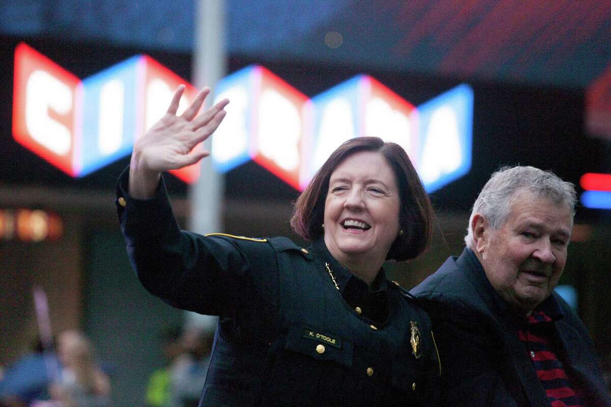 Seattle Police Department Chief Kathleen O'Toole during the Seafair Torchlight Parade on Saturday, July 25, 2015.