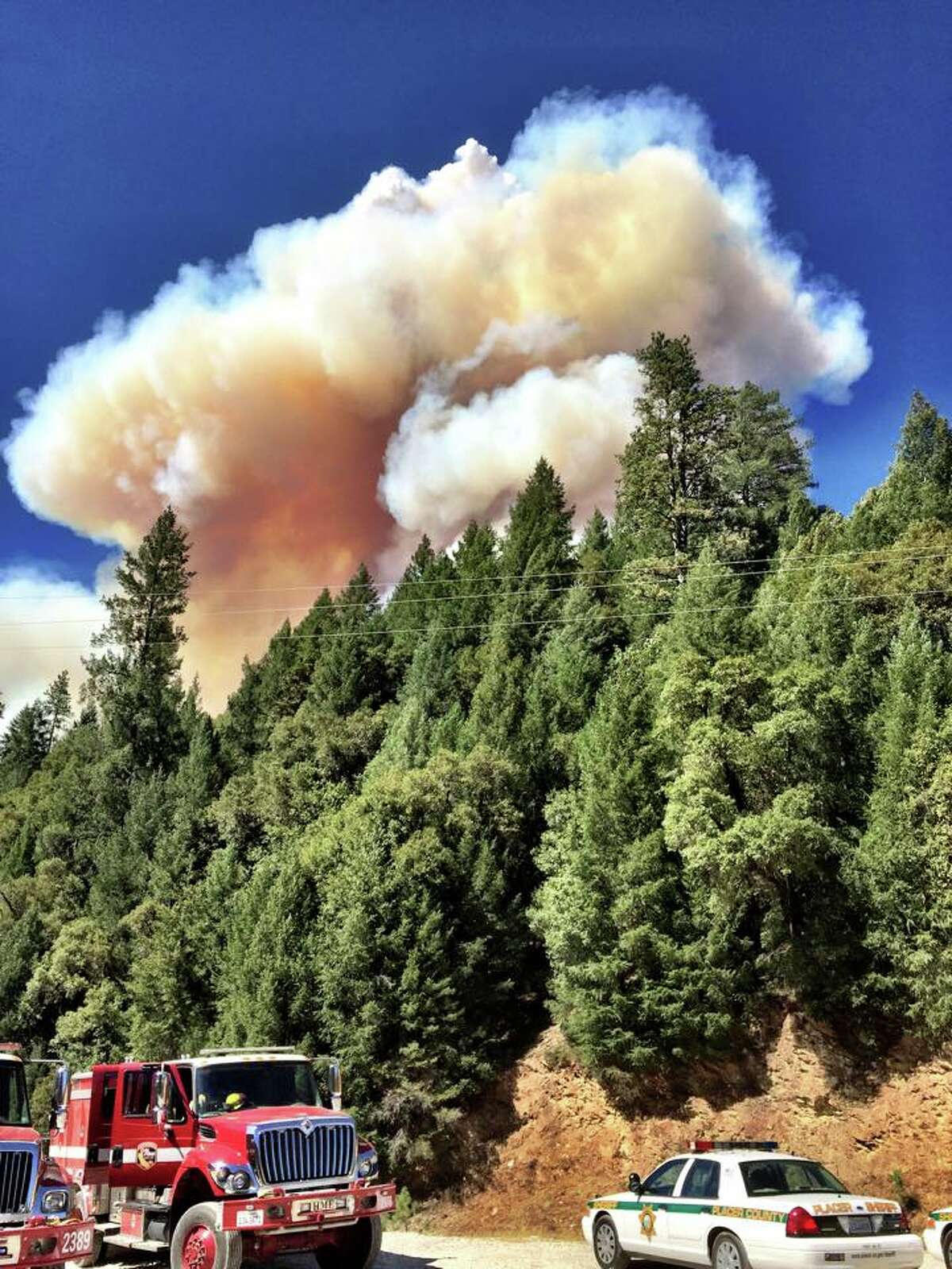 The Lowell Fire in Nevada County had burned 1,700 acres by Monday morning.