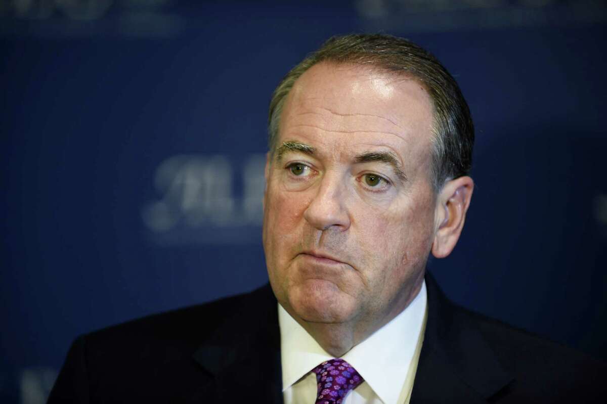 Republican presidential candidate former Arkansas Governor Mike Huckabee speaks at the American Legislative Exchange Council 42nd annual meeting Thursday, July 23, 2015 in San Diego. (AP Photo/Denis Poroy)