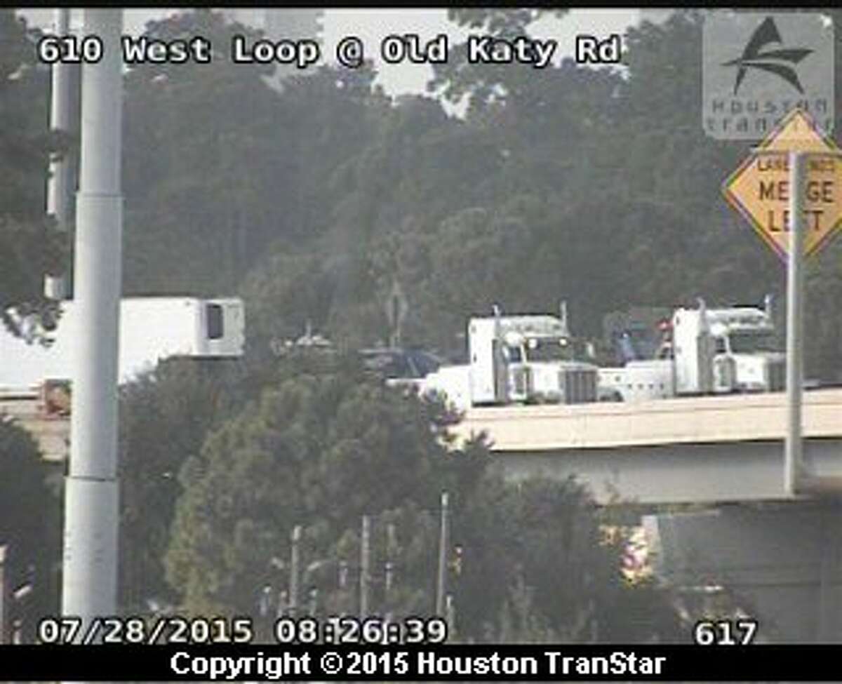 Traffic was snarled early Tuesday morning, July 28, 2015 on portions of Interstate 10 after a big-rig overturned near the 610 Loop just west of downtown.