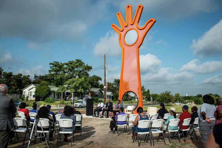 32 Foot Tall Sculpture Of Hand Erected In Park On San