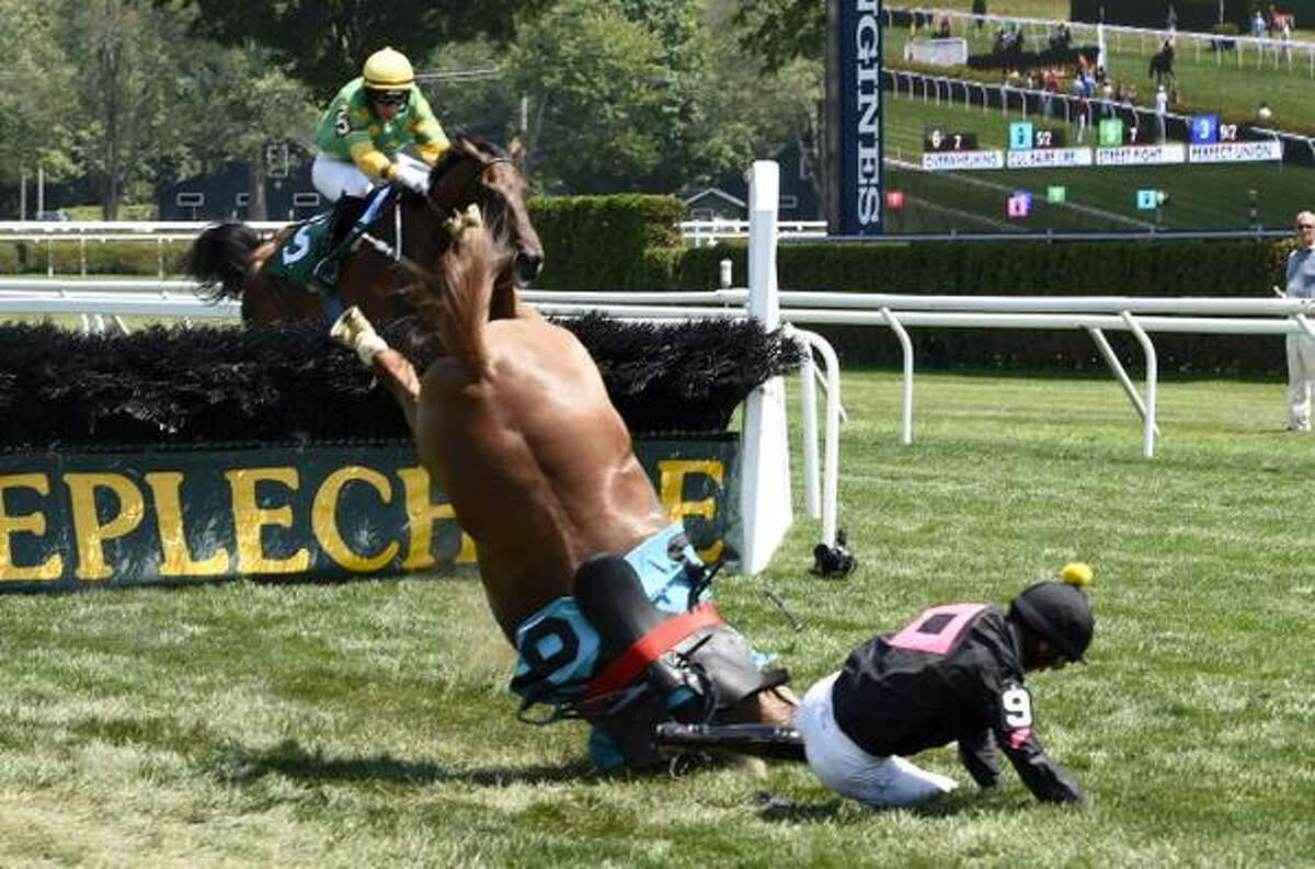 Photos Spectacular crash at Saratoga Race Course