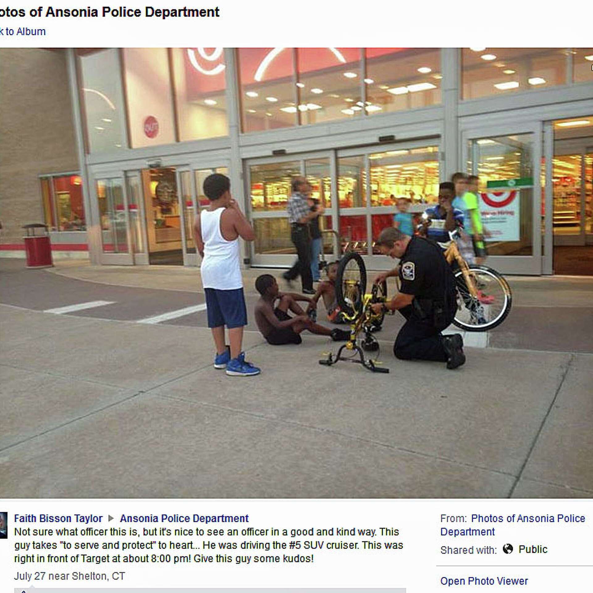 Picture of Ansonia cop fixing bike goes viral