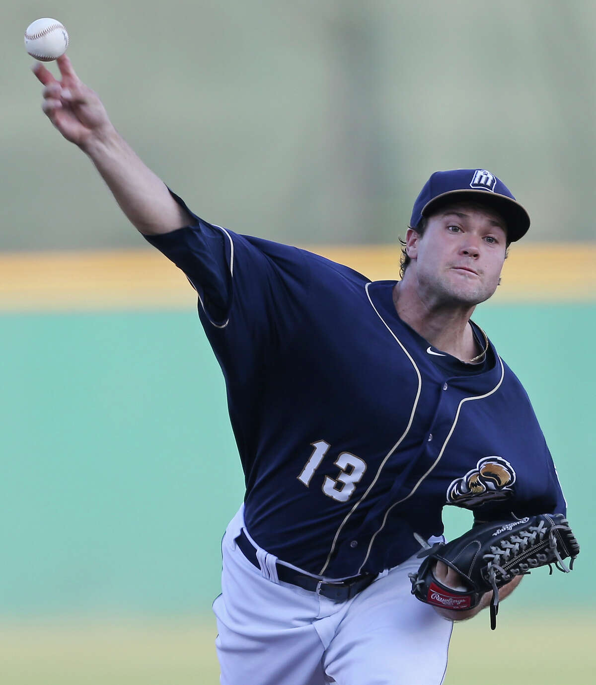 Missions' Dennis O'Grady pitches against the RoughRiders Thursday July 30, 2015 at Nelson W. Wolff Municipal Stadium.