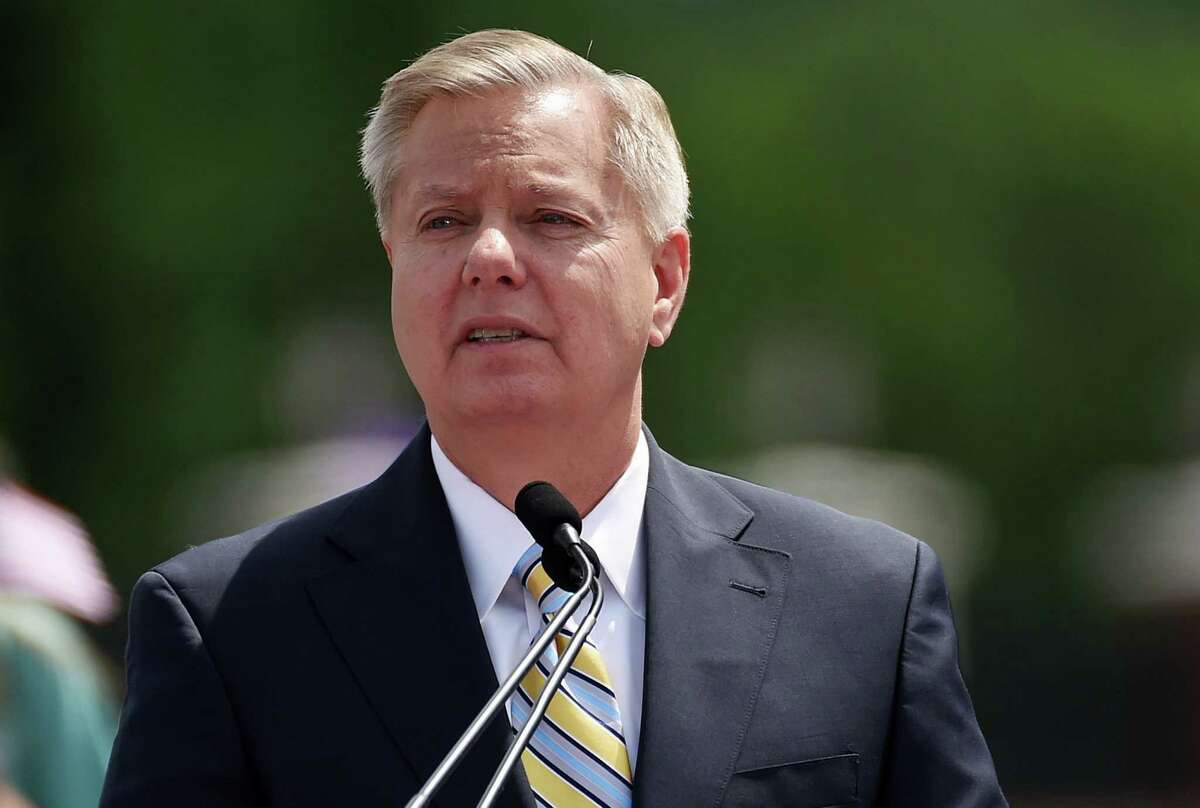 Sen. Lindsey Graham, R-S.C. announces his bid for presidency, Monday, June 1, 2015, in Central, S.C. As the presidential campaign starts to move past the question of who is and isn?’t running for the White House, the two parties find themselves setting out on sharply divergent paths to Election Day. (AP Photo/Rainier Ehrhardt)