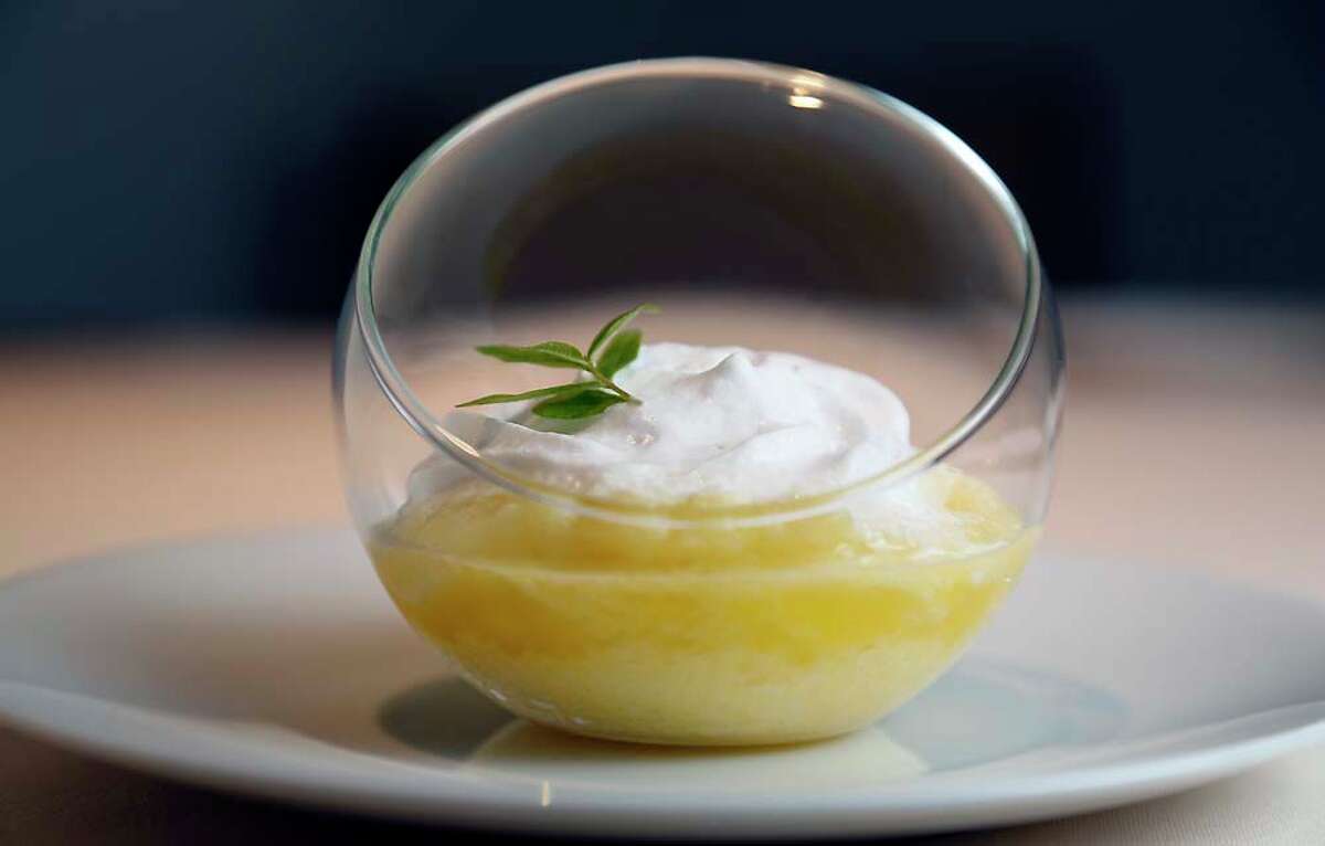 The Icy and fresh pineapple soup with coconut foam at BCN Taste & Tradition.