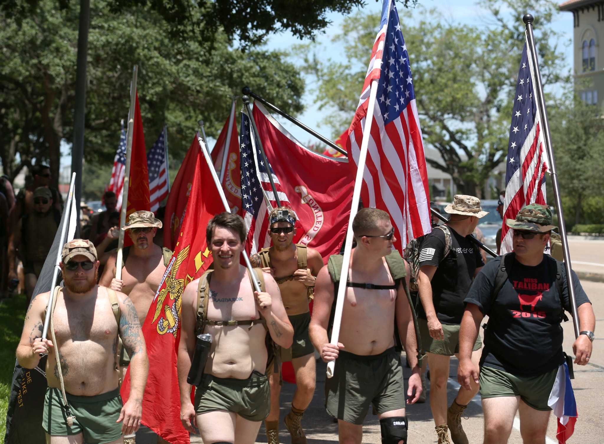 Marines march through Houston in their undies for a cause