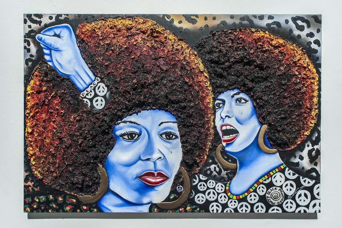 "The Power of Angela Davis" by Nannette Y. Harris-Jones. One of the pieces on display at "Making a Scene" at SOMArts.