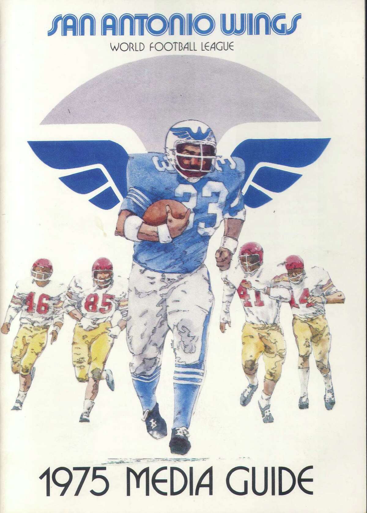 The 1975 media guide for the San Antonio Wings of the World Football League.