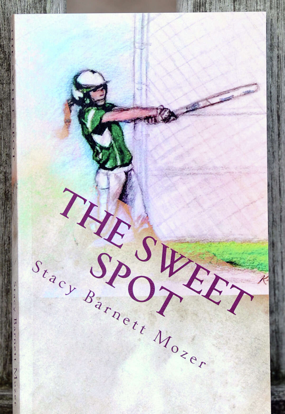Stacy Barnett Mozer's book "The Sweet Spot," about a 13-year-old girl baseball player participating as the only girl in a 13U league, at the Riverside School in the Riverside section of Greenwich, Conn., Tuesday, Aug. 4, 2015. The cover artwork for the book was done by Karen Jacobson, a retired Riverside School art teacher.