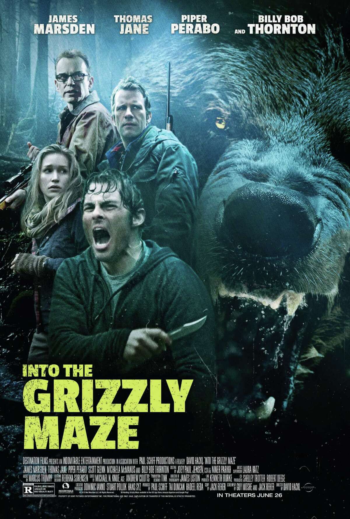 “Into the Grizzly Maze” is rated R for, among other things, grisly violence, which is a good description of what happens to Billy Bob Thornton’s face. Yeesh.