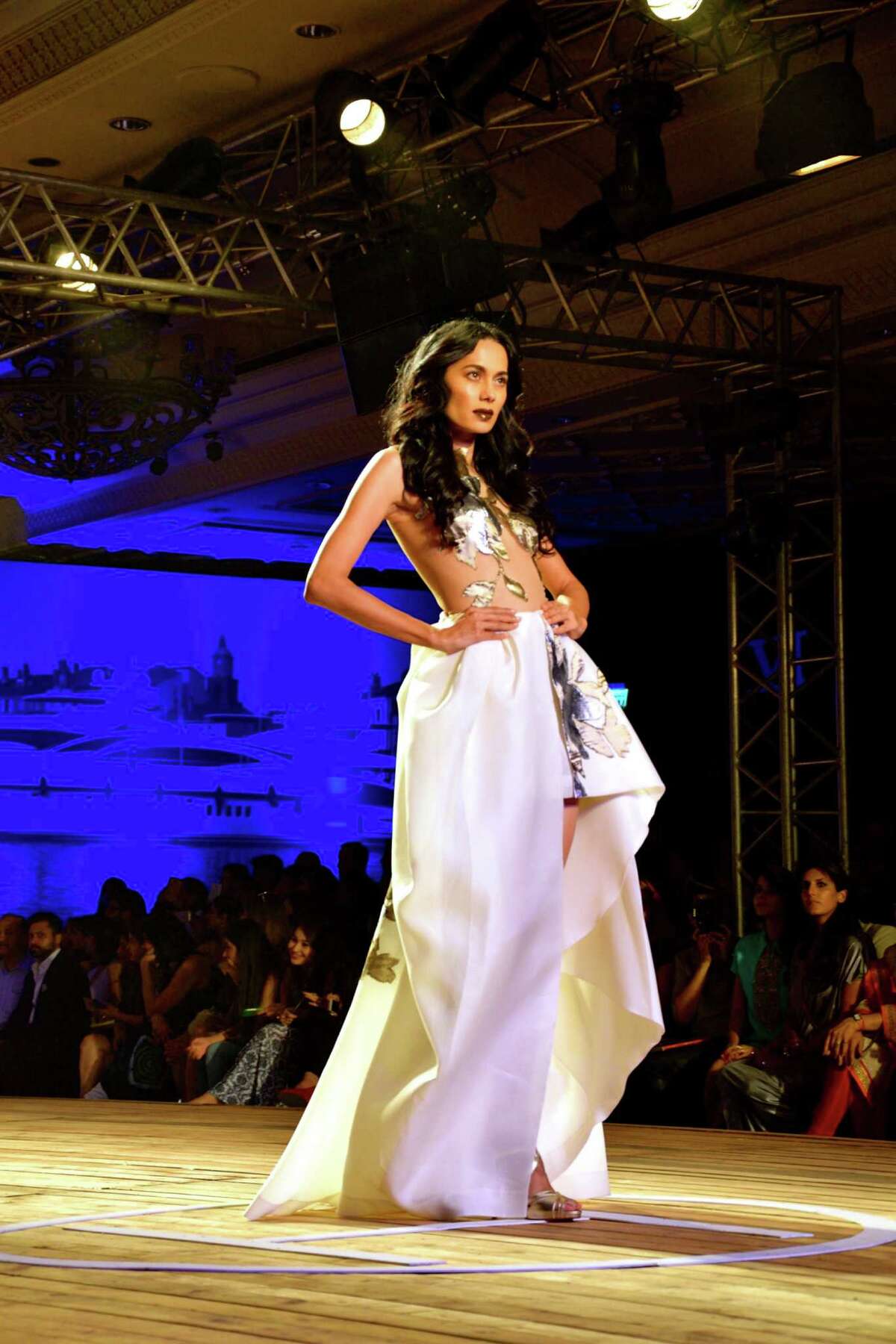 Monisha Jaising's couture collection for the Fashion Design Council of India's (FDCI) Amazon India Couture Week 2015 on day three centered around a nautical theme called The Sailing Bride at the Taj Palace Hotel in New Delhi, India.