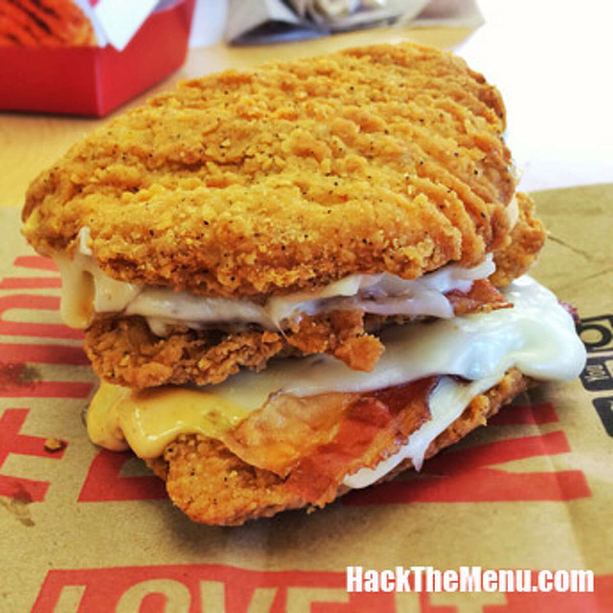 This is the KFC Triple Down, which replaces buns with more chicken!