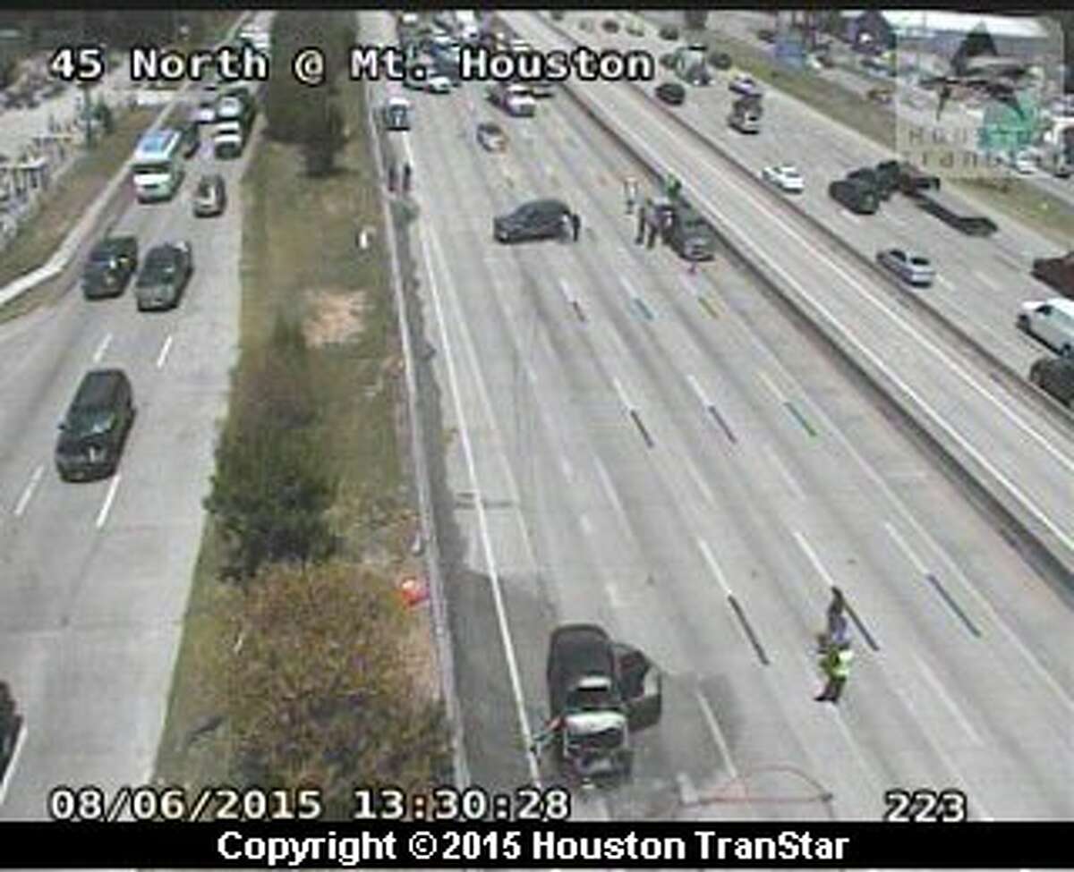 Portions of Interstate 45 were closed Thursday after a vehicle burst into flames in north Houston.