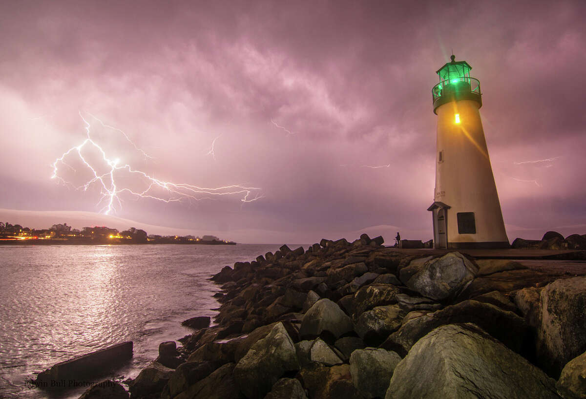 Edwin Bull, who photographed the lightning storm near the Walton Lighthouse in Santa Cruz, recounted: "After dinner and a wonderful night of painting at our local paint night here in Santa Cruz, I heard a distinctive sound I haven't heard in years...... Thunder!!! Not being much of a painter, I rushed home to gather my photography gear and headed out. Because it only thunders here once a year or less I wasn't expecting much but after missing the last lightning storm there was no chance I was going to miss this one!!!"